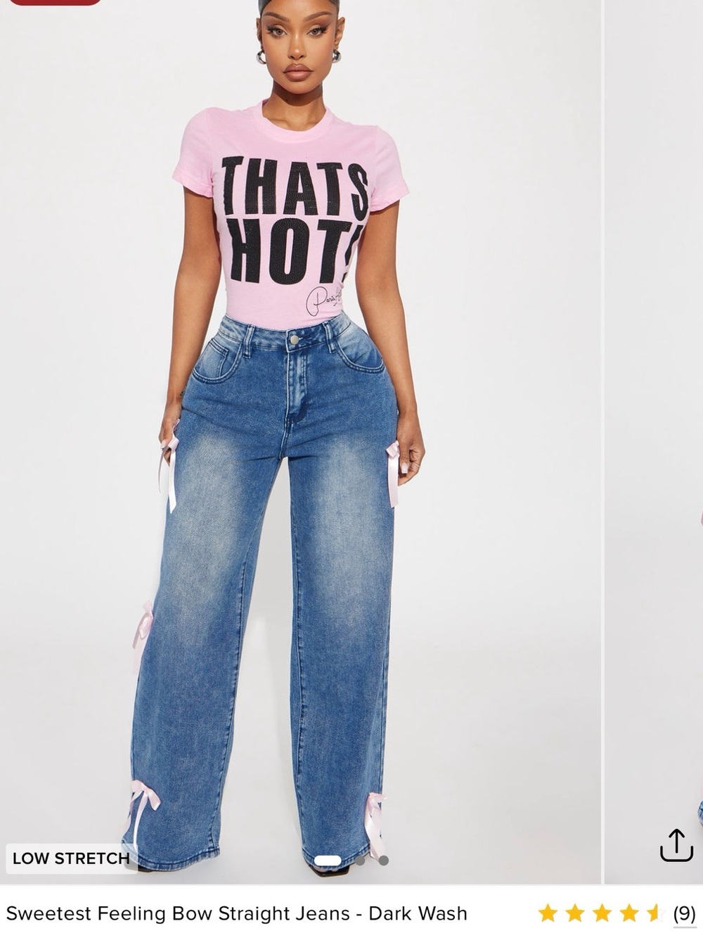Fashion Nova Sweetest Feeling Bow Straight Jeans - Blue